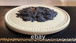 Médaillon rond en jaspe jaune Wedgwood très rare tête de Méduse exquis