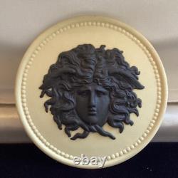 Médaillon rond en jaspe jaune Wedgwood très rare tête de Méduse exquis
