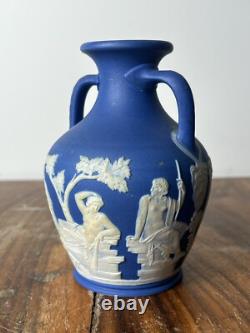 Miniature vase Portland en jaspe bleu Wedgwood 13 cm, XIXe siècle