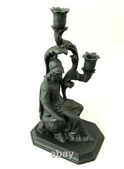 Moderne Wedgwood & Bentley Noir Jasper Diana & Minerva Figural Bougeoirs