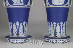 Paire Antique 19ème Siècle Wedgwood Etruria Jasperware Vases Inusité Endommagés