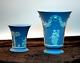 Paire De Vases Vintage En Jaspe Bleu Ware
