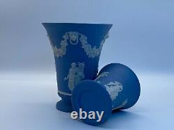 Paire de vases vintage en jaspe bleu Ware