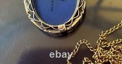 Pendentif antique en jaspe Wedgwood bleu foncé, peut-être monture en pinchbeck ou en or 9 carats