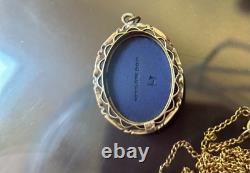 Pendentif antique en jaspe Wedgwood bleu foncé, peut-être monture en pinchbeck ou en or 9 carats