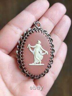 Pendentif en jaspe en terre cuite en argent sterling 925 Wedgwood avec chaîne collier de 22g