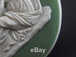 Plaque De Médaille Jasperware Wedge Antique Vert Sage Toutes Capitales 18ème / 19ème