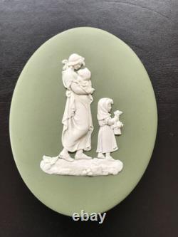Plaque en argent de poussette en jaspe vert Wedgwood en excellent état