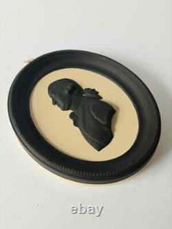 Plaque médaillon portrait en jaspe noir et canne de Wedgwood Josiah Wedgwood