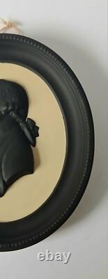 Plaque médaillon portrait en jaspe noir et canne de Wedgwood Josiah Wedgwood