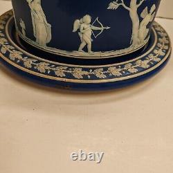 Plat à fromage Vintage XL en Wedgwood Jasperware avec cloche et sous-assiette à gâteau