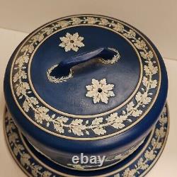 Plat à fromage Vintage XL en Wedgwood Jasperware avec cloche et sous-assiette à gâteau