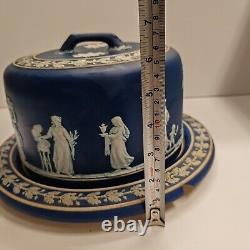 Plat à fromage Vintage XL en Wedgwood Jasperware avec cloche et sous-assiette à gâteau