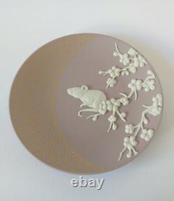 Plateau en jaspe lilas Wedgwood, ETO japonais, boîte de l'année 2020, année du Rat.