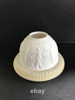 Porte-bougie chauffe-plat en jaspe Wedgwood Dancing Hours avec lithophanie jaune