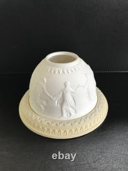 Porte-bougie chauffe-plat en jaspe Wedgwood Dancing Hours avec lithophanie jaune