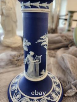 Porte-bougie en jaspe Wedgwood bleu foncé plongé 6 Excellent