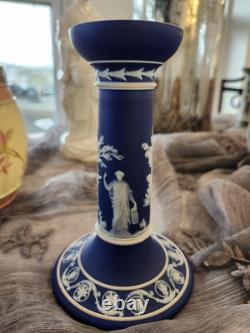 Porte-bougie en jaspe Wedgwood bleu foncé plongé 6 Excellent
