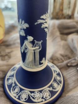 Porte-bougie en jaspe Wedgwood bleu foncé plongé 6 Excellent