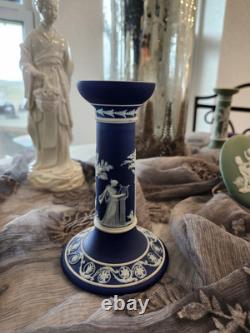 Porte-bougie en jaspe Wedgwood bleu foncé plongé 6 Excellent