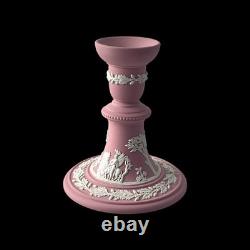 Porte-bougie en jaspe fait main rose WEDGWOOD