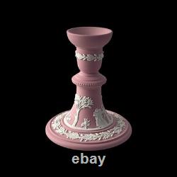 Porte-bougie en jaspe fait main rose WEDGWOOD