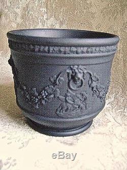 Pot Élégant Wedce Black Basalt Jasperware Jardiniere Cache Pot