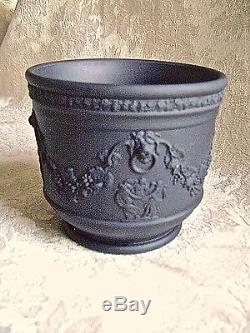 Pot Élégant Wedce Black Basalt Jasperware Jardiniere Cache Pot