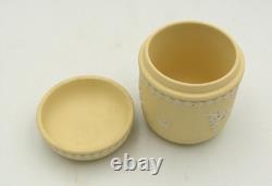 Pot à bibelots haut avec couvercle en jaspe Wedgwood vintage jaune primevère Prunus 1976