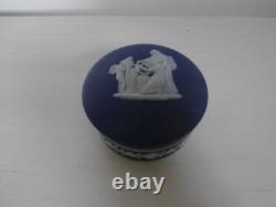 Pot à bibelots rond néoclassique en jaspe bleu foncé Wedgwood ancien avec rougeur