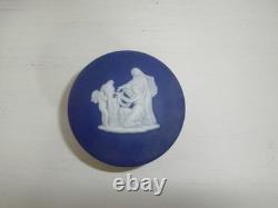 Pot à bibelots rond néoclassique en jaspe bleu foncé Wedgwood ancien avec rougeur