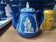 Pot à Café En Jaspe Bleu Cobalt Antique Wedgwood Avant 1891 Avec Un Bouton "sibyl"