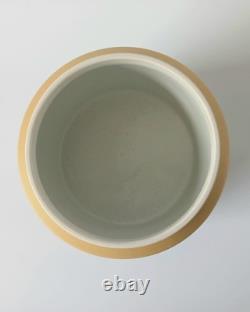 Pot à confiture en jaspe Wedgwood jaune et noir avec tête de lion et guirlande