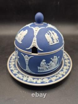 Pot à miel antique en jasperware Wedgwood avec couvercle, diamètre 14 cm