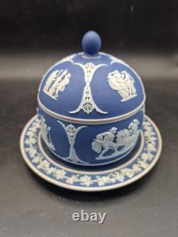Pot à miel antique en jasperware Wedgwood avec couvercle, diamètre 14 cm
