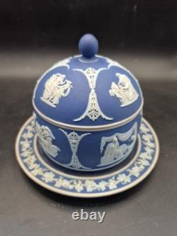 Pot à miel antique en jasperware Wedgwood avec couvercle, diamètre 14 cm