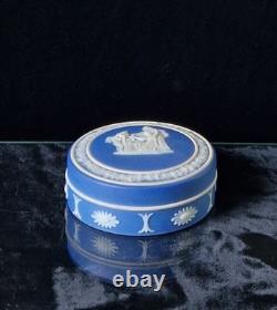 Pot à poudre néoclassique en jaspe bleu cobalt Wedgwood antique