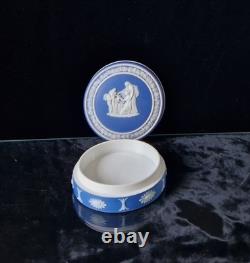 Pot à poudre néoclassique en jaspe bleu cobalt Wedgwood antique