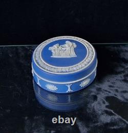Pot à poudre néoclassique en jaspe bleu cobalt Wedgwood antique