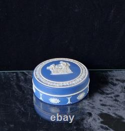 Pot à poudre néoclassique en jaspe bleu cobalt Wedgwood antique