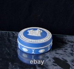 Pot à poudre néoclassique en jaspe bleu cobalt Wedgwood antique