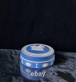 Pot à poudre néoclassique en jaspe bleu cobalt Wedgwood antique