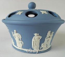 Pot à pourri et couvercle en jaspe Wedgwood bleu