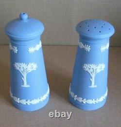 Pot à sel et poivre en jaspe bleu Wedgwood Cow & Gate - RARE