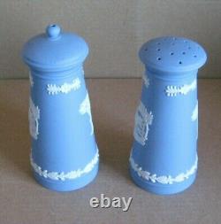 Pot à sel et poivre en jaspe bleu Wedgwood Cow & Gate - RARE