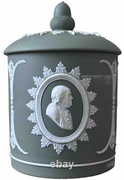 Pot à tabac antique en jaspe vert Wedgwood Humidor Pères fondateurs 8H