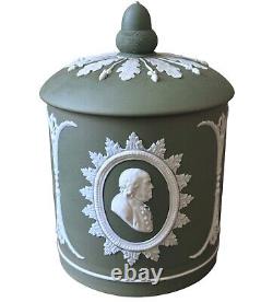 Pot à tabac antique en jaspe vert Wedgwood Humidor Pères fondateurs 8H