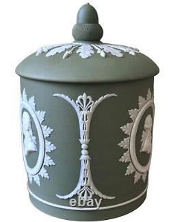 Pot à tabac antique en jaspe vert Wedgwood Humidor Pères fondateurs 8H