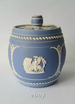 Pot à tabac en jaspe bleu Wedgwood et couvercle