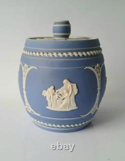 Pot à tabac en jaspe bleu Wedgwood et couvercle